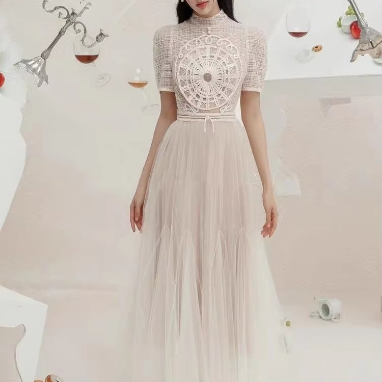 Women's Clothing 2026 Summer New Lace Embroidery Gauze Dress