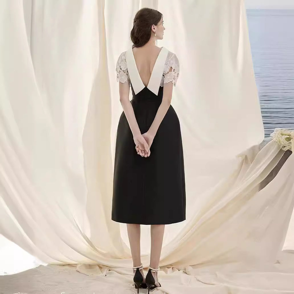 High Quality Elegant Women's Evening Dresses Long Design with Lace Maxi Length Party Style Solid Pattern Woven