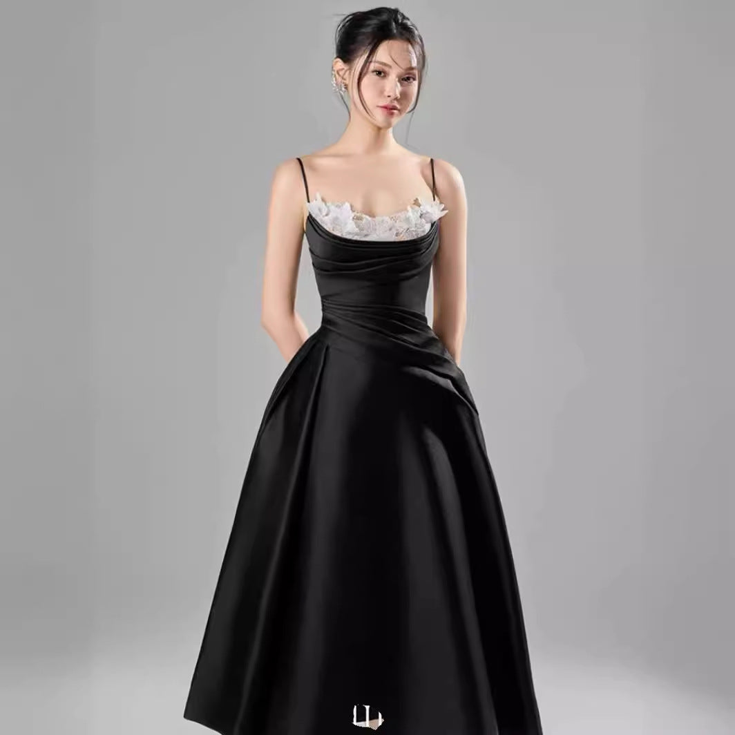 High Quality Elegant Evening Dress for Women Long Lace Design Digital Printing Woven Weaving Method Solid Pattern for Parties