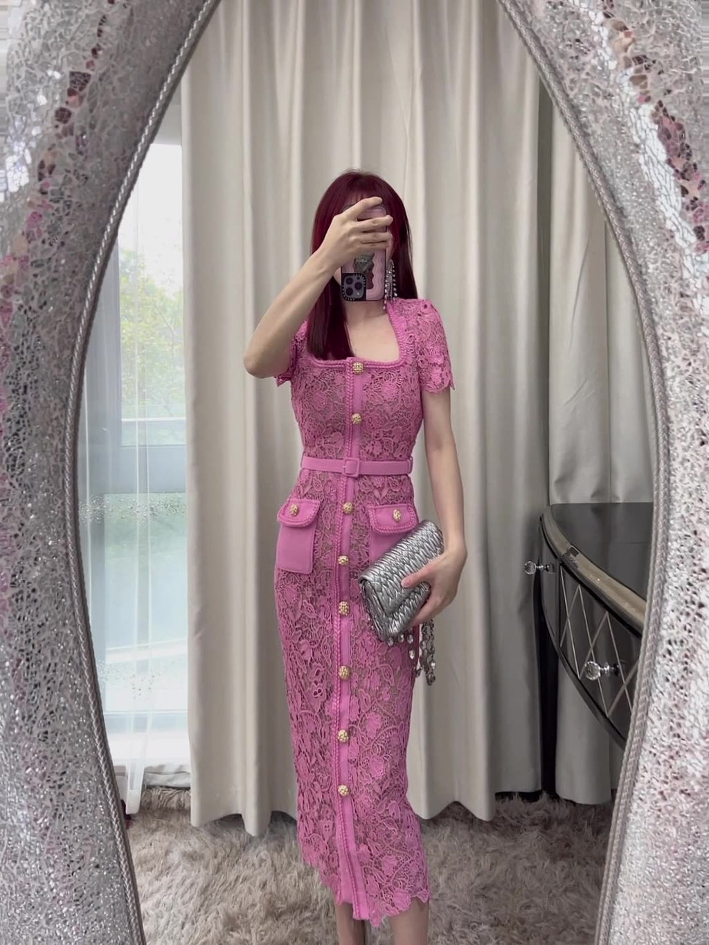 High Quality Women's Elegant Party Dress Long Design with Lace and Button Solid Evening Dress Digital Printing