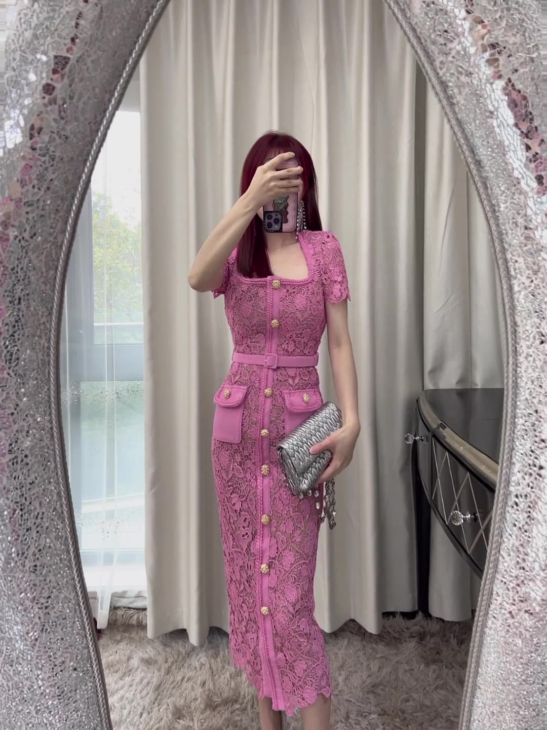 High Quality Women's Elegant Party Dress Long Design with Lace and Button Solid Evening Dress Digital Printing