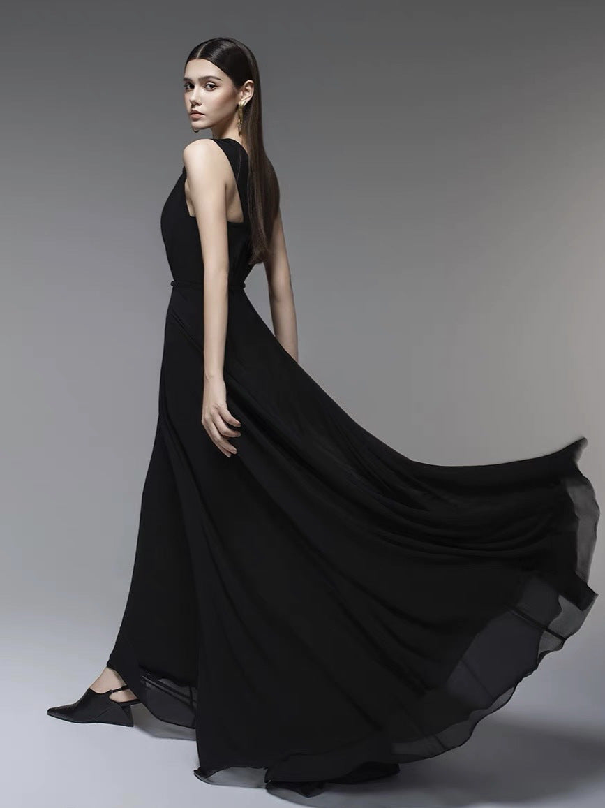 Spring Summer New Camisole Dress Vietnam Niche Collection Heart-Shaped Lace Splicing Neckline Big Skirt Woven Woven Pattern