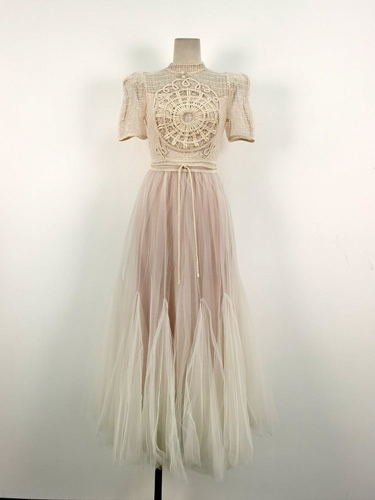 Women's Clothing 2026 Summer New Lace Embroidery Gauze Dress