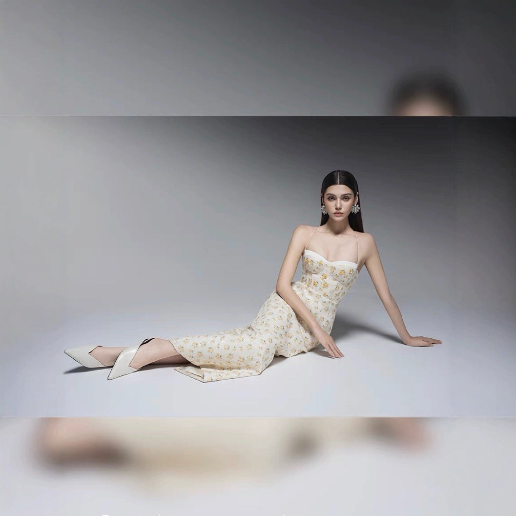 Vietnamese Niche Camisole Embroidered Dress for Spring Summer Gentle Sweet Charming French First Love Dress with Lace Decoration