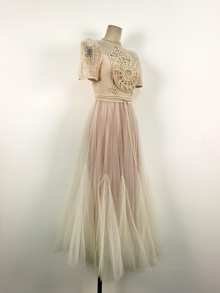 Women's Clothing 2026 Summer New Lace Embroidery Gauze Dress