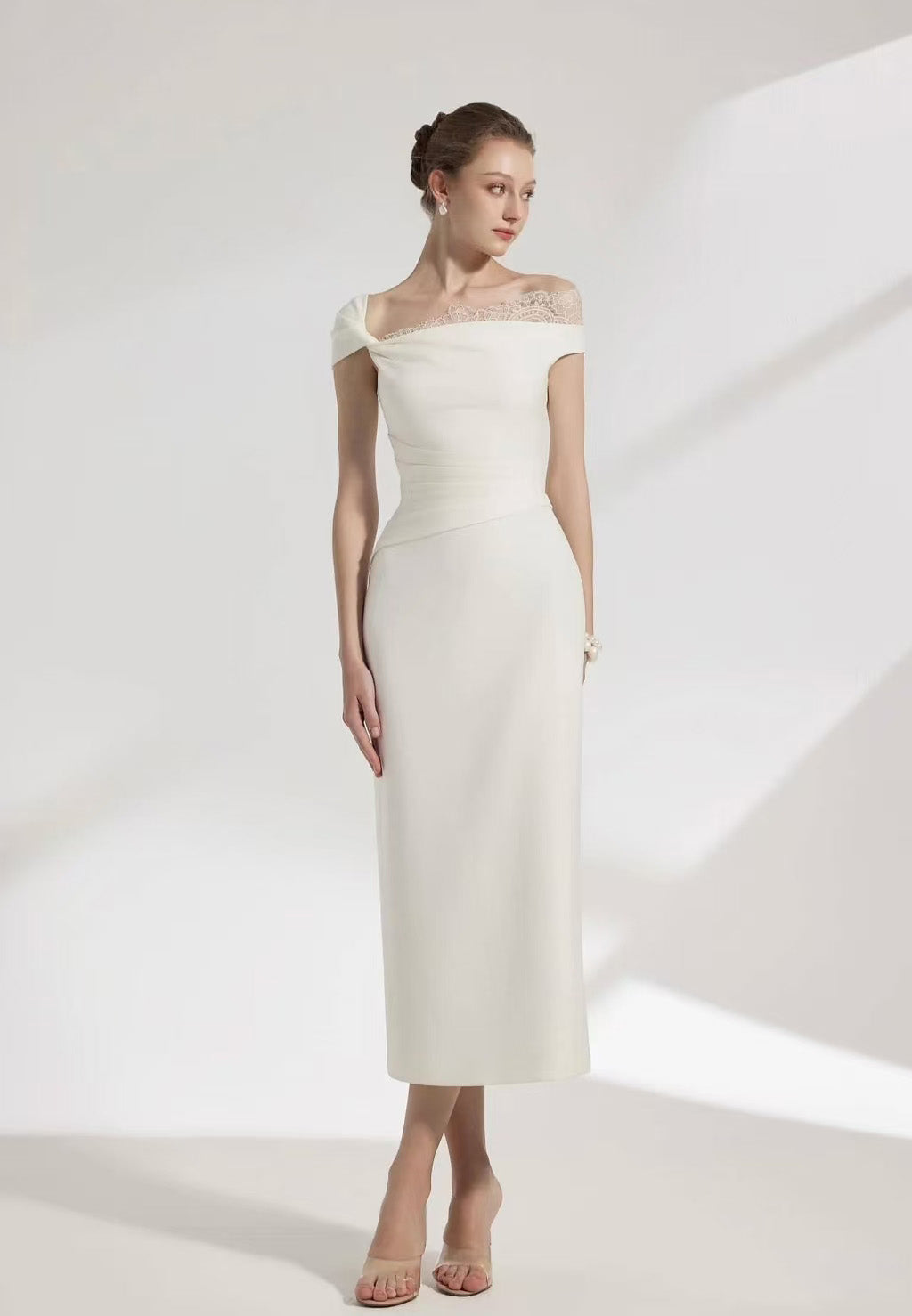 Women's Elegant A-Line Moonlight Evening Dress High Quality Pure Beauty Ladies Dress Lace Empire Party Floor-Length