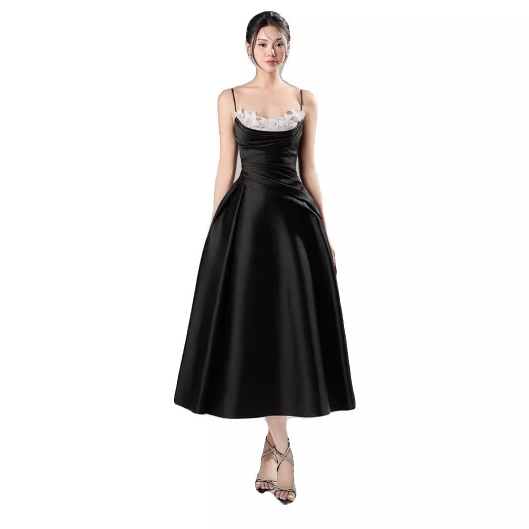 High Quality Elegant Evening Dress for Women Long Lace Design Digital Printing Woven Weaving Method Solid Pattern for Parties