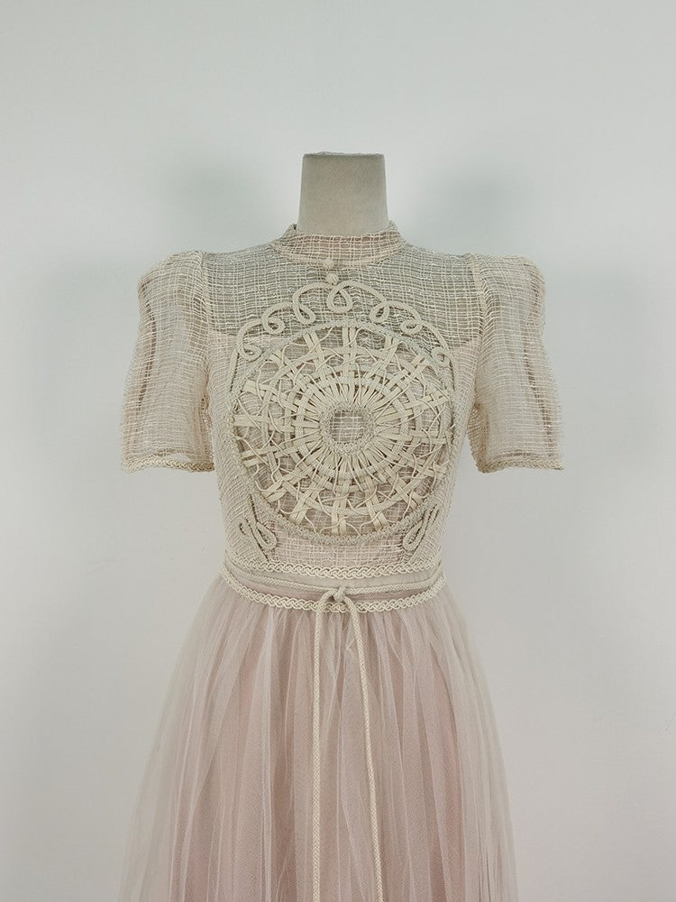 Women's Clothing 2026 Summer New Lace Embroidery Gauze Dress