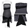 2026 Sexy Polka Dot Mesh Mini Dress Women Backless Strapless Party Outfits with Ribbon