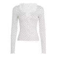 Chic Y2K Polka Dot Ruffled Top Women Sexy Lace Patchwork Hollow Out Gown