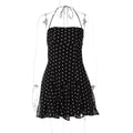 2026 Sexy Polka Dot Halter Mini Dress Women Y2K Aesthetic Backless Strapless Slim Fit Sundress