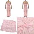 Boho Chic Sheer Mesh Skirt Set Women Sexy Strapless Jacquard Slim Bodycon Gowns