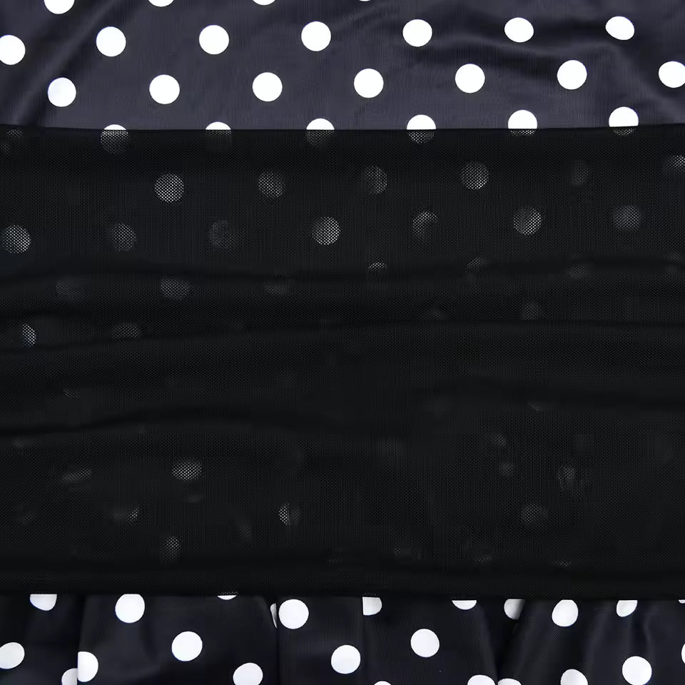 2026 Sexy Polka Dot Mesh Mini Dress Women Backless Strapless Party Outfits with Ribbon