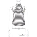 Y2K Striped Halter Tie Tank Top Women Sexy Backless Turtleneck Sleeveless Vest Retro 90s Slim Fit Camis Streetwear Outfit